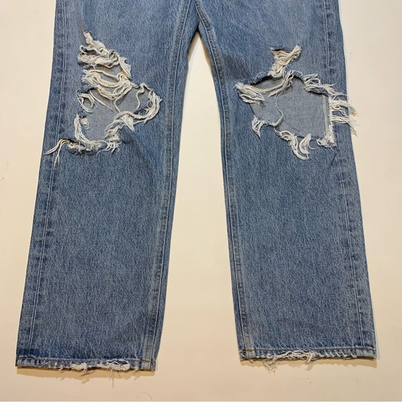 AGOLDE 90s Loose Mid Rise Straight Denim Jeans Women 27 Distressed Button Fly - Picture 2 of 13